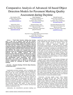 Comparative Analysis of Advanced AI-based Object Detection Models for Pavement Marking Quality Assessment during Daytime
