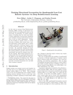 Training Directional Locomotion for Quadrupedal Low-Cost Robotic Systems via Deep Reinforcement Learning