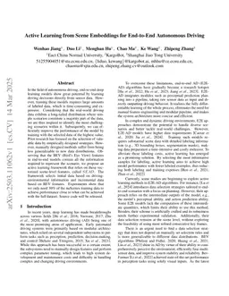 Active Learning from Scene Embeddings for End-to-End Autonomous Driving
