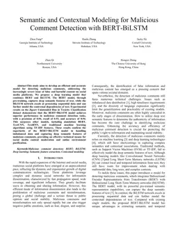 Semantic and Contextual Modeling for Malicious Comment Detection with BERT-BiLSTM