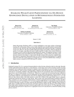 Enabling Weak Client Participation via On-device Knowledge Distillation in Heterogeneous Federated Learning