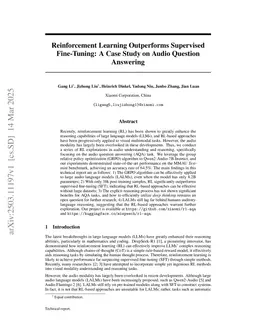 Reinforcement Learning Outperforms Supervised Fine-Tuning: A Case Study on Audio Question Answering