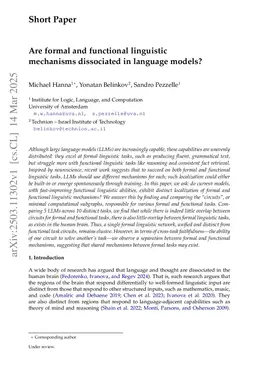 Are formal and functional linguistic mechanisms dissociated in language models?