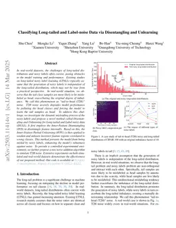 Classifying Long-tailed and Label-noise Data via Disentangling and Unlearning