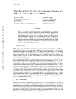 Deep Learning Agents Trained For Avoidance Behave Like Hawks And Doves