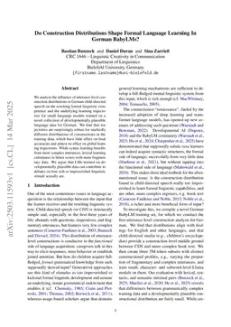 Do Construction Distributions Shape Formal Language Learning In German BabyLMs?