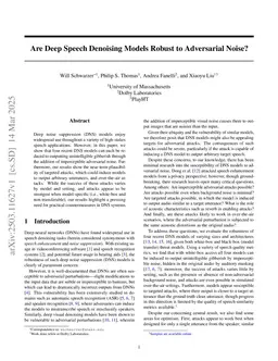 Are Deep Speech Denoising Models Robust to Adversarial Noise?