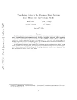 Translating Between the Common Haar Random State Model and the Unitary Model
