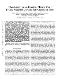 Class-Level Feature Selection Method Using Feature Weighted Growing Self-Organising Maps