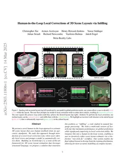 Human-in-the-Loop Local Corrections of 3D Scene Layouts via Infilling