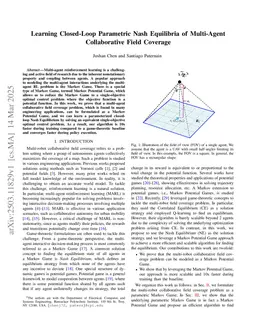 Learning Closed-Loop Parametric Nash Equilibria of Multi-Agent Collaborative Field Coverage