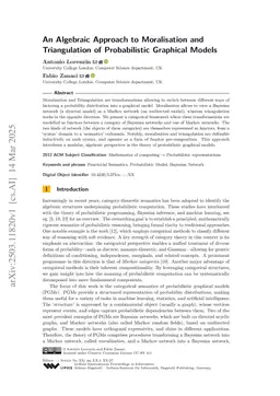 An Algebraic Approach to Moralisation and Triangulation of Probabilistic Graphical Models