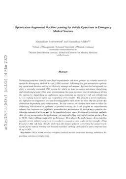 Optimization-Augmented Machine Learning for Vehicle Operations in Emergency Medical Services