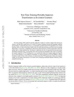 Test-Time Training Provably Improves Transformers as In-context Learners
