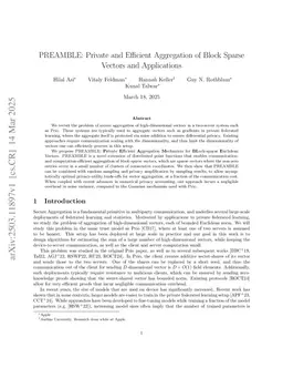 PREAMBLE: Private and Efficient Aggregation via Block Sparse Vectors
