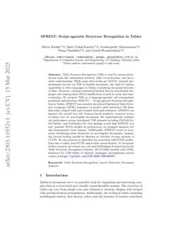 SPRINT: Script-agnostic Structure Recognition in Tables