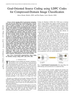 Goal-Oriented Source Coding using LDPC Codes for Compressed-Domain Image Classification