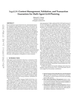 SagaLLM: Context Management, Validation, and Transaction Guarantees for Multi-Agent LLM Planning