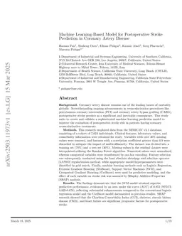 Machine Learning-Based Model for Postoperative Stroke Prediction in Coronary Artery Disease