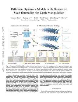 Diffusion Dynamics Models with Generative State Estimation for Cloth Manipulation