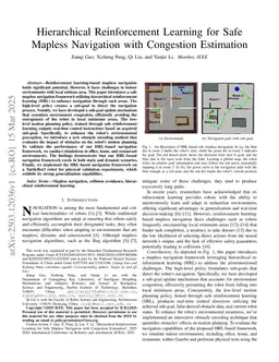 Hierarchical Reinforcement Learning for Safe Mapless Navigation with Congestion Estimation