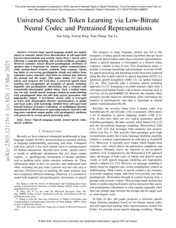 Universal Speech Token Learning via Low-Bitrate Neural Codec and Pretrained Representations
