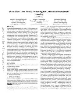 Evaluation-Time Policy Switching for Offline Reinforcement Learning