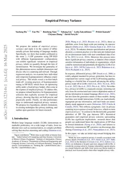 Empirical Privacy Variance