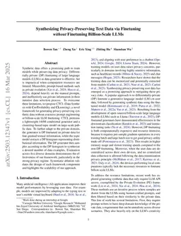 Synthesizing Privacy-Preserving Text Data via Finetuning without Finetuning Billion-Scale LLMs
