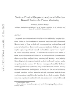 Nonlinear Principal Component Analysis with Random Bernoulli Features for Process Monitoring