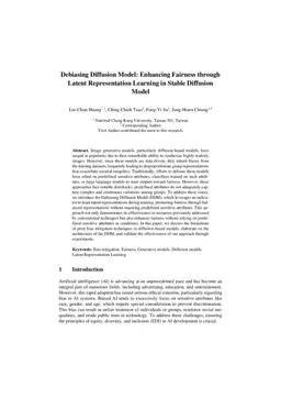 Debiasing Diffusion Model: Enhancing Fairness through Latent Representation Learning in Stable Diffusion Model