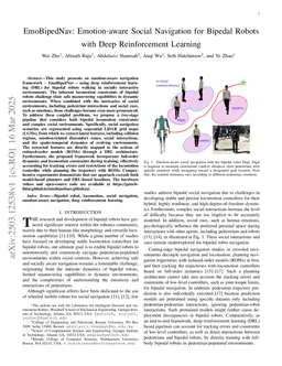 EmoBipedNav: Emotion-aware Social Navigation for Bipedal Robots with Deep Reinforcement Learning