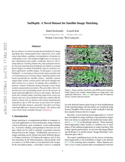 SatDepth: A Novel Dataset for Satellite Image Matching