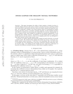 Finite Samples for Shallow Neural Networks