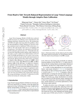 From Head to Tail: Towards Balanced Representation in Large Vision-Language Models through Adaptive Data Calibration