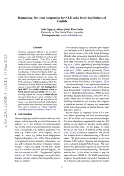 Harnessing Test-time Adaptation for NLU tasks Involving Dialects of English