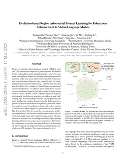 Evolution-based Region Adversarial Prompt Learning for Robustness Enhancement in Vision-Language Models