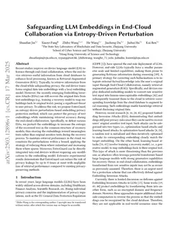 Safeguarding LLM Embeddings in End-Cloud Collaboration via Entropy-Driven Perturbation