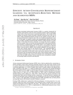 Efficient Action-Constrained Reinforcement Learning via Acceptance-Rejection Method and Augmented MDPs