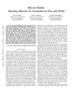 Bitcoin Battle: Burning Bitcoin for Geopolitical Fun and Profit