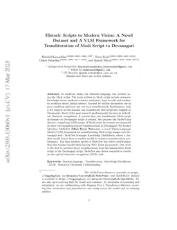 Historic Scripts to Modern Vision: A Novel Dataset and A VLM Framework for Transliteration of Modi Script to Devanagari