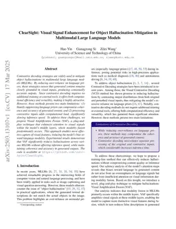 ClearSight: Visual Signal Enhancement for Object Hallucination Mitigation in Multimodal Large language Models