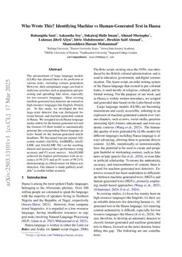 Who Wrote This? Identifying Machine vs Human-Generated Text in Hausa