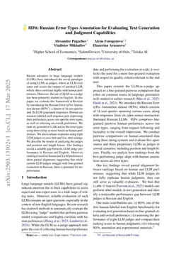 REPA: Russian Error Types Annotation for Evaluating Text Generation and Judgment Capabilities