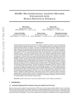 MAME: Multidimensional Adaptive Metamer Exploration with Human Perceptual Feedback