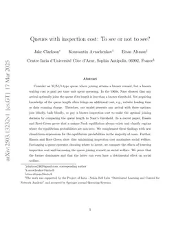 Queues with inspection cost: To see or not to see?