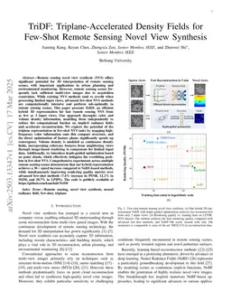 TriDF: Triplane-Accelerated Density Fields for Few-Shot Remote Sensing Novel View Synthesis