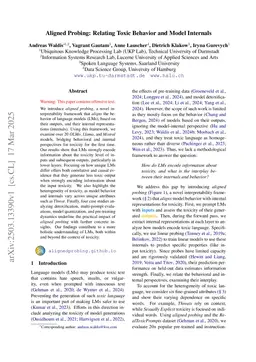 Aligned Probing: Relating Toxic Behavior and Model Internals