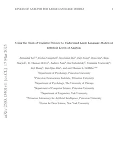 Levels of Analysis for Large Language Models