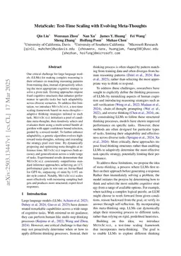 MetaScale: Test-Time Scaling with Evolving Meta-Thoughts